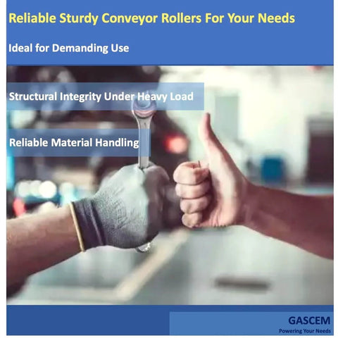 Two hands exchanging a tool in a workshop setting, highlighting reliable sturdy conveyor rollers.