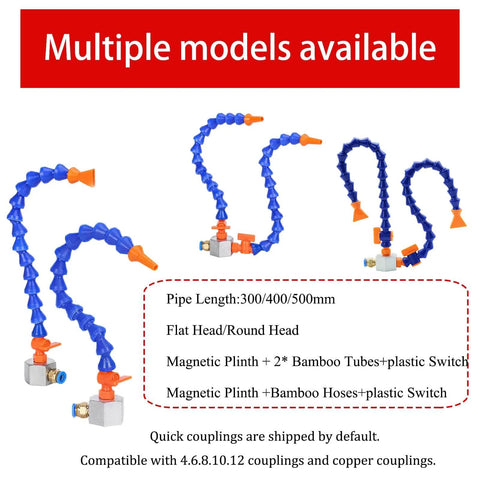 Multiple Mist Coolant Lubrication Spray Systems with Flexible Pipes for CNC Lathe and Milling, 15.6 Inch Round Beak Design