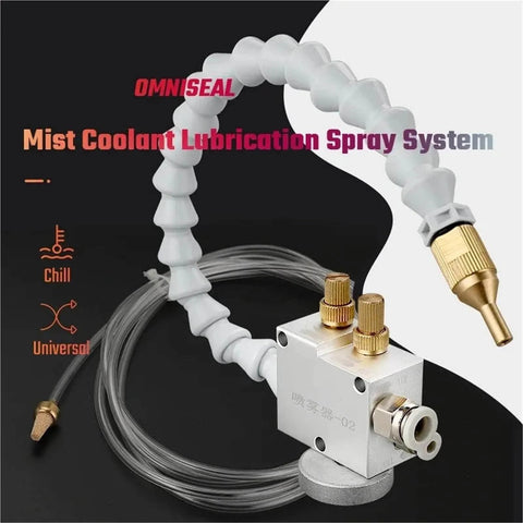 Coolant Lubrication Spray System For CNC Lathe Milling Drill Engraving Machines, 8mm Pipe Cooling, Dark Green Air Cylinder