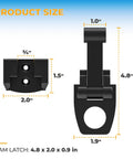 Diagram showing dimensions of Replacement Rotomolded Cooler Cam Latch Assembly For Treeline OVO Bird Dog Seavilis Fatboy Vibe Big Frig Milee And Xspec