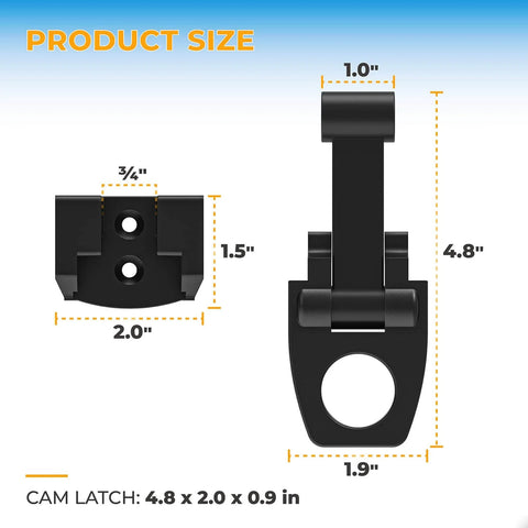 Diagram showing dimensions of Replacement Rotomolded Cooler Cam Latch Assembly For Treeline OVO Bird Dog Seavilis Fatboy Vibe Big Frig Milee And Xspec