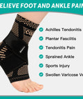 Copper Infused Ankle Brace For Men And Women Breathable Compression Sleeve With Copper Nylon Blend Targeted Support For Sprains Plantar Fasciitis And Achilles Tendonitis Pain Relief Fits Inside Shoes Size M