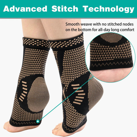 Copper Infused Ankle Brace For Men And Women Breathable Compression Sleeve With Copper Nylon Blend Targeted Support Size M