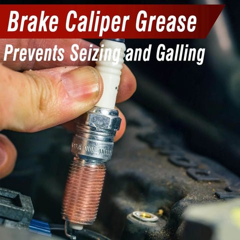 Image of a hand applying Keze Copper Anti Seize Thread Lubricant Grease to an automotive spark plug to prevent rust and corrosion.