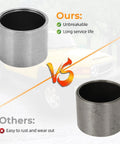 Comparison of two axle bushings for Toyota 4Runner Tacoma, highlighting durability and construction. Front Axle Bushing For Toyota 4Runner FJ Cruiser Tacoma With Clamshell Design Drive Shaft CV Bearing Replacement Beefed Up Copper For Superior Heat Conductivity Reduced Vibration And Axle Float Driver Side CV Needle Bearing Tool.