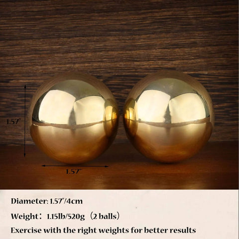 Tianigo Copper Baoding Balls Set, 1.57 Inches Chinese Health Balls, Metal Stress Relief Hand Massage Balls No Chime for Hand Exercise