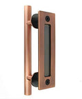 12 Inch Sliding Barn Door Handle Heavy Duty Pull And Flush Set With Rustic Two Side Design Antique Copper Finish