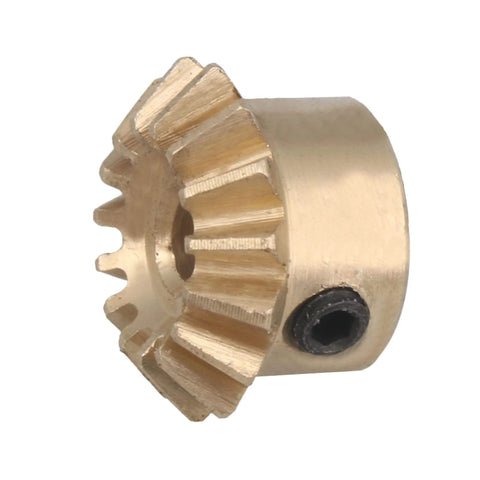 15T Copper Bevel Gear Wheel 0.8 Modulus 3mm Bore 10mm OD displayed from an angled side view