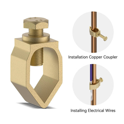 Bronze clamp from the 8 Foot Copper Bonded Ground Rod Kit With Five Eighths Inch Diameter And Bronze Clamp For Fence Systems Antennas And Outdoor Installations