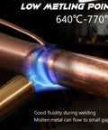 Copper Phosphorus Brazing Rods For HVAC And Refrigeration Repairs Fifteen Point Seven Inches Long Flux Coated BCuP 2 welding close-up
