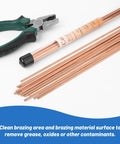 20 Sticks BCuP2 Copper Brazing Rods Phosphor Alloy For HVAC Pros And Refrigeration Piping next to pliers