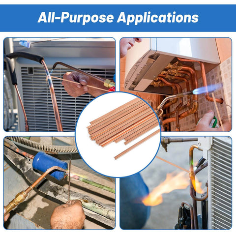 20 Sticks BCuP2 Copper Brazing Rods Phosphor Alloy For HVAC Pros And Refrigeration Piping 0.050 In X 1/8 In X 10 In Easy Weld Smooth Flow