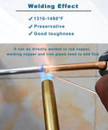 Ten 15.7 Inch Copper Brazing Rods welding demonstration with flame, suitable for low-temperature welding of copper pipes.