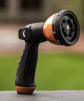 Ten pattern thumb spray nozzle for Expandable Garden Hose Copper Bullet With Ten Pattern Thumb Spray Nozzle As Seen On TV 650 PSI.