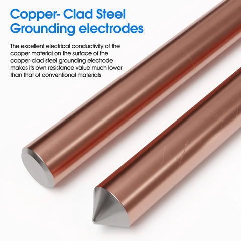 Copper-clad steel grounding electrodes for 4 Ft Copper Bond Ground Rod Kit With Easy Install Bronze UL Listed Clamp 5/8 Inch Grounding Rod.