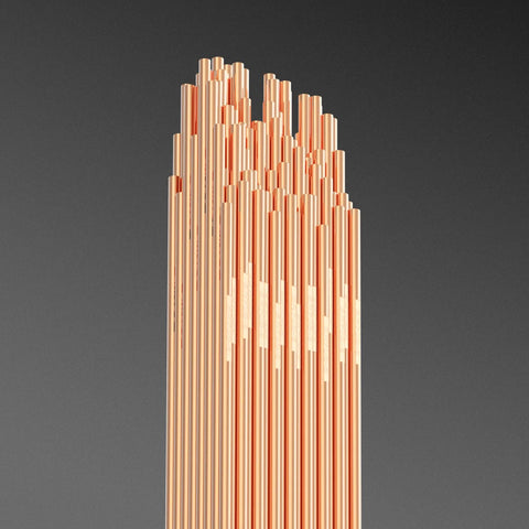 Copper-coated ER70S-6 mild steel TIG filler rods, 3/32 inch diameter, 16 inch length, ideal for Argon CO2 shielding gas welding.