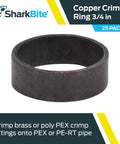 SharkBite Three Quarter Inch Copper Crimp Rings Pack Of 25 For PEX And PERT Pipe Versatile With Brass Or Poly PEX Fittings
