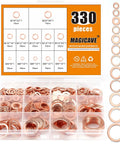330 Piece Copper Crush Washers Set In 12 Sizes M5 To M20 For Automotive Plumbing in clear storage box