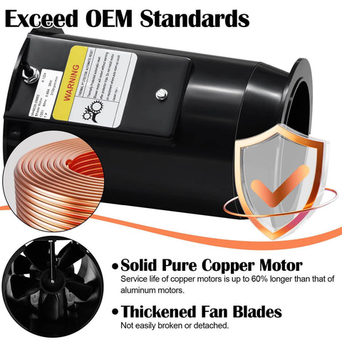 Universal Heavy Duty Draft Inducer Motor For Furnaces Replacement Part Compatible With Nortek Nordyne Intertherm Miller Gibson Packard Brands And M1 Series Units 903404 65404 621787 SM3404 with copper motor and thickened blades