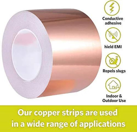 Copper Foil Tape With Double Sided Conductive Adhesive, 4 Inch And 33 Feet, EMI Shielding For Guitar and DIY Projects