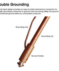 Copper Lay In Ground Clamp For Ground Rods To Conductors And Mesh Oblique Head Premium C1100 Copper, installed on rod with wire