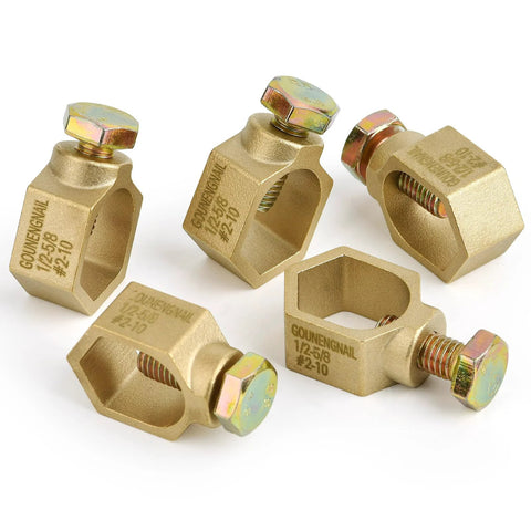 Copper Ground Rod Clamp For Half Inch To Five Eighths Inch Grounding Rods And Pipes With Galvanized Bolt Solderless Ground Wire Connection Compatible With No 10 Solid To No 2 Str Conductors Great For Residential Electrical Grounding