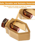 Close-up of Two Pack Copper Ground Rod Clamps For Direct Burial Grounding Rods One Half To Five Eighth Inch Fits Rebar And Pipe