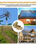 Copper Ground Rod Clamp For Half Inch To Five Eighths Inch Grounding Rods And Pipes with applications in solar panels and antennas.