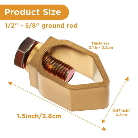 Two Pack Copper Ground Rod Clamps For Direct Burial Grounding Rods One Half To Five Eighth Inch Fits Rebar And Pipe close-up