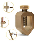 Copper Grounding Rod clamp and connector in focus, showing assembly parts for Electric Fence and Generator Heavy Duty Grounding Kit.