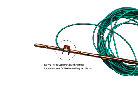 4 Foot Ground Rod With 15 Foot 12 AWG Tinned Copper Ground Wire UL Listed For Electric Fences Antennas Satellite Dishes Generators