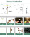 Instruction diagram for Copper Grounding Rod Kit Pro Grade with ground wires, clamp, wrench, T-handle, for electric fence use and earthing.