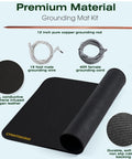 Copper Grounding Rod Kit With 24 By 16 Inch Conductive Grounding Mat And 12 Inch Pure Copper Rod 40 Foot Female Ground Cord And 15 Foot Ground Wire For Portable Go To Grounding Of Grounded Electronics And Outdoor Devices Kit Great For Home Workshop And