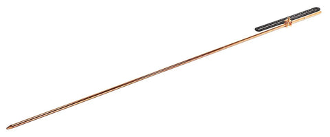 Copper Grounding Rod Four Feet Long Three Eighth Inch Diameter With Attached Ground Rod Clamp for electric fences and antennas.