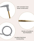 Grounding Rod With 40ft Wire Connects Your Body To The Earth, featuring pure brass rod with braided steel cable, designed for earthing sheets.