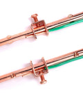 Copper Grounding Rod Four Feet Long Three Eighth Inch Diameter With Attached Ground Rod Clamp alongside copper wires