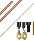 Eight Foot Grounding Rod Kit With Copper Clad Steel Rods And Grounding Clamps For Electrical Grounding And Earthing Of Fences Satellite Dishes Generators And More A Real Must Have For Pros And Handy For DIY Installations.