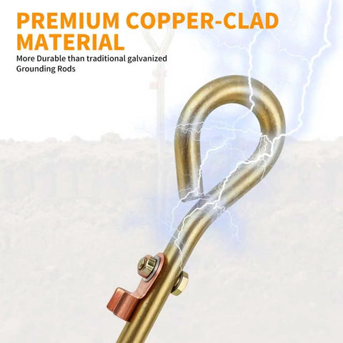 Copper Grounding Rod Kit For Electric Fence And Generator, 14.57 Inch Grounding Rod With copper-clad material and lug attached