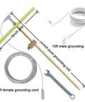 Copper Grounding Rod Kit Pro Grade With Ground Wires Clamp Wrench And T Handle Portable Earthing Rod For Electric Fence Use