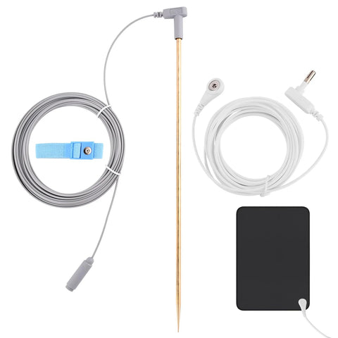 Copper Grounding Rod With 40ft Wire For Earthing, Portable Grounding Rod Kit With 39ft Cord, includes grounding rod, wires, and wristband