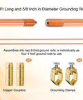 Grounding Rod Kit Zonon With Five Eighth Inch Copper Clad Grounding Rods And Clamps for electric fences and generators.