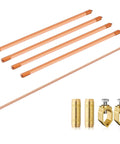 Grounding Rod Kit Zonon with five eighth inch copper clad grounding rods, clamps, and couplers, heavy duty for electric fences and generators