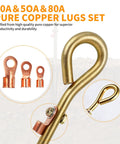 Copper Grounding Rod Kit For Electric Fence And Generator, 14.57 Inch with 20 50 80 Amp Pure Copper Lugs, outdoor use