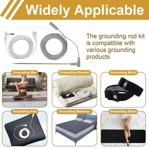 Copper Grounding Rod Kit With 40 Foot Grounding Wire And Alligator Clip for mats, blankets, and other grounding products.