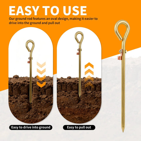 Image showing the Copper Grounding Rod Kit For Electric Fence And Generator, easy to install and remove from the ground