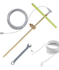 Copper Grounding Rod Kit Pro Grade with ground wires, clamp, wrench, and T-handle for electric fence and earthing supplies.
