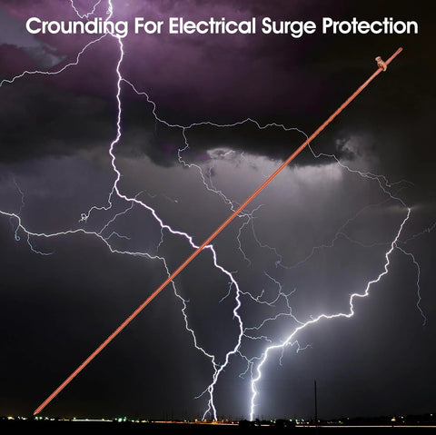 3 Pack 4 Foot Heavy Duty Copper Grounding Rod Kit With Copper Clad Steel Rods And Three Eighths Inch Ground Rod Clamps For Electrical Grounding Fence Satellite Dish Generator Earthing Today MOKIKUBA displayed on stormy background
