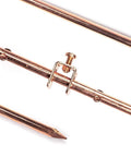 Copper Grounding Rod Four Feet Long Three Eighth Inch Diameter With Attached Ground Rod Clamp for electric fences, antennas, and bonding needs.