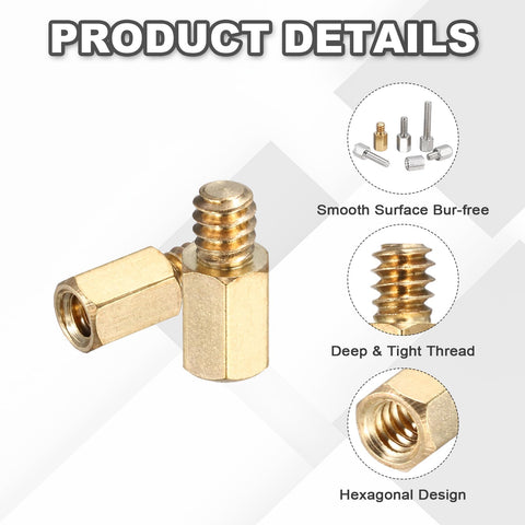 Copper Color Hex Standoffs Six Thirty Two Thread With Six Point Five Millimeter Studs And Four Millimeter Screws Nickel Plated Copper PCB Spacers For Computer Cases And FPV Drones 48 Pack PATIKIL