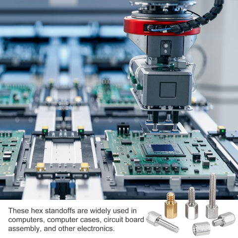 Copper Color Hex Standoffs Six Thirty Two Thread With Six Point Five Millimeter Studs And Four Millimeter Screws Nickel Plated Copper PCB Spacers For Computer Cases And FPV Drones 48 Pack PATIKIL in circuit board assembly